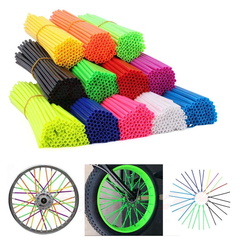 72pcs Bike Wheel Spoke Wraps Cover Motorcycle Tire Spoke Plastic Sleeves Bicycle Decoration