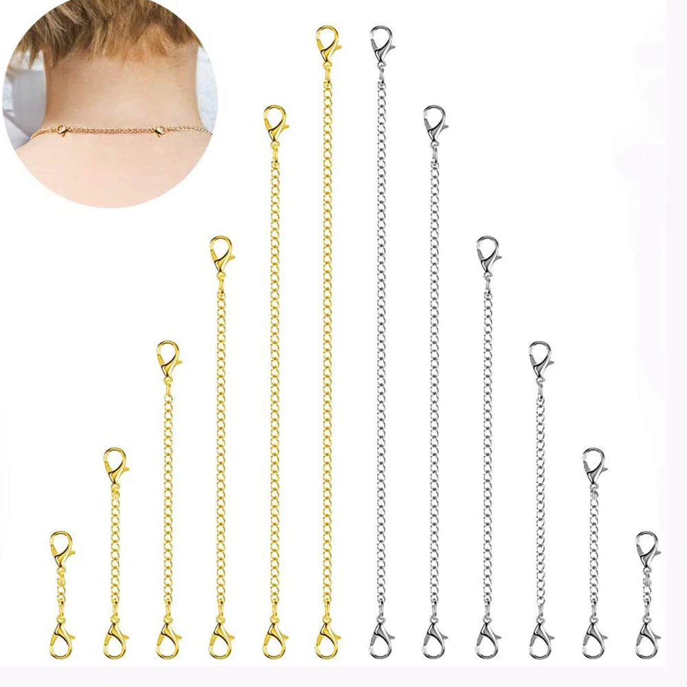 Wholesale 10pcs/lot Stainless Steel Necklace Bracelet Extender Chain Set for DIY Jewelry Making Two Colors