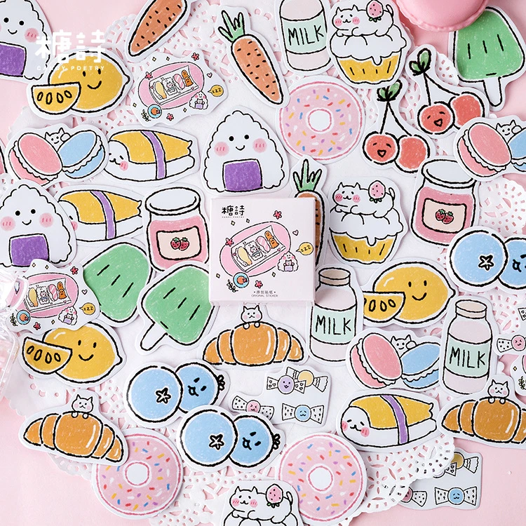 45pcs/lot Diy Diary Sticker Lovely Donut Fruits Handbook Decoration Cute Sticker Label Scrapbooking Stickers