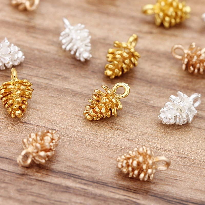 20pcs/lot 12*7mm Alloy Pinecone Pendants Charms DIY Earrings Necklace Making Jewelry Accessories For Bracelets Silver Color 0202