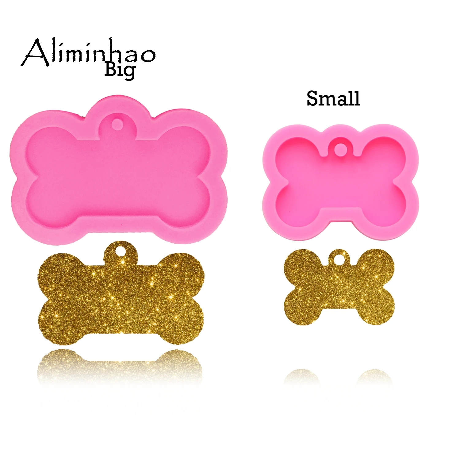 DY0061 shiny Dog bone shape silicone mold for key chain Pendant moulds suitable for  clay DIY Jewelry Making epoxy Resin mold