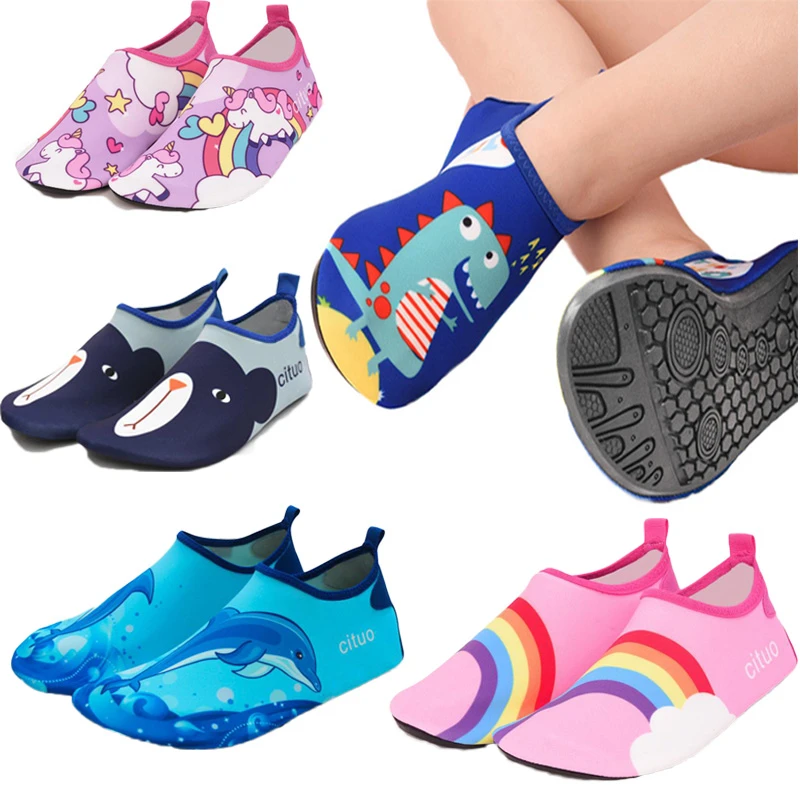 Barefoot Kids Children Beach Shoes Water Socks Boys and Girls Home Shoes Outdoor Swimming  Shoes Cute Cartoon Kids Slippers