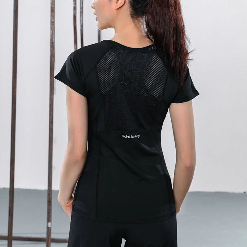 Quick Dry Short Sleeve Sports T-Shirt Gym Clothes Yoga Shirt Workout Tops For Women Fitness