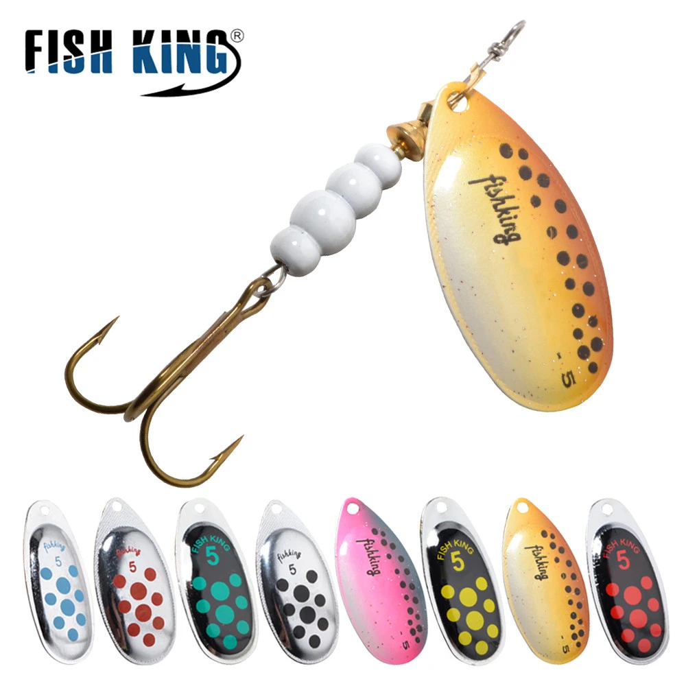 FISH KING 6 Color 0#-5# Spinner Bait With Treble Hooks 35647-BR Arttificial Bait Fishing Lure