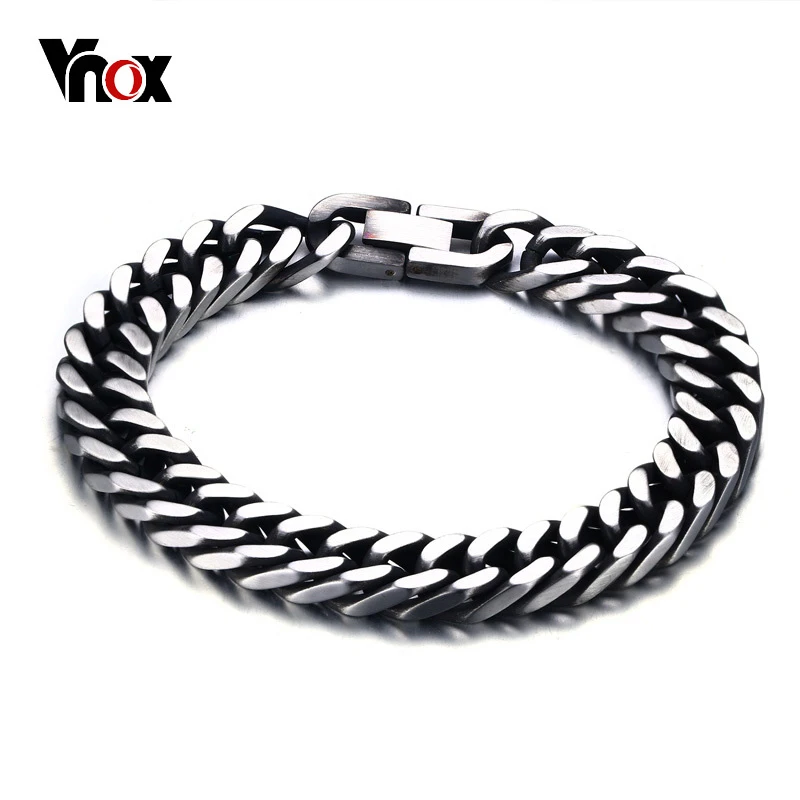 Vnox Stylish Men Bracelets with Retro Tone Stainless Steel Link Chain 8 Inch  Male Wrist Jewelry