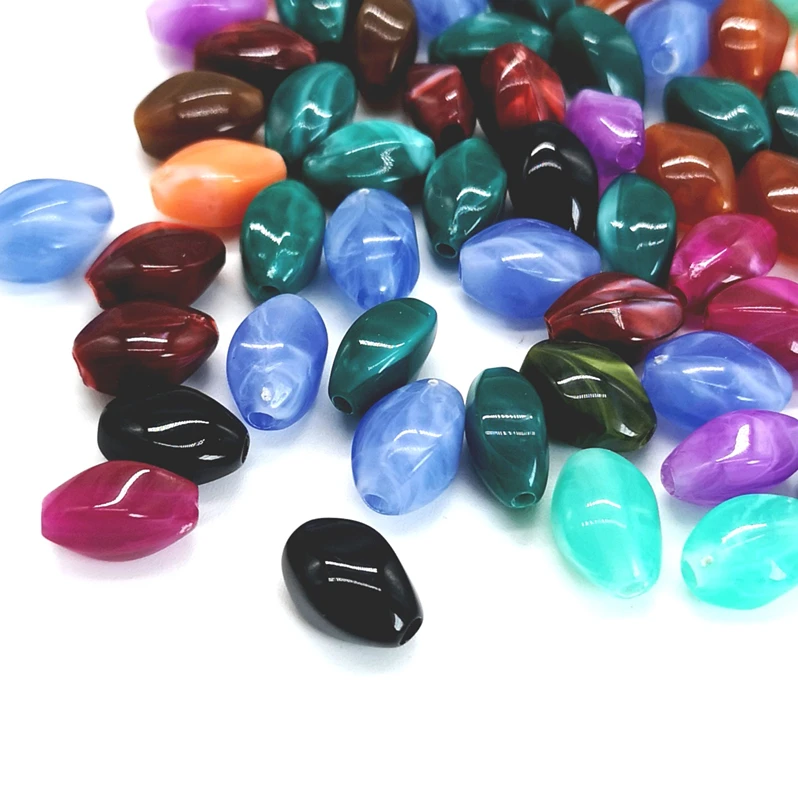 30pcs Oval Shape Beads Imitation Stone Beads for Jewelry Making Bracelet Pendant DIY