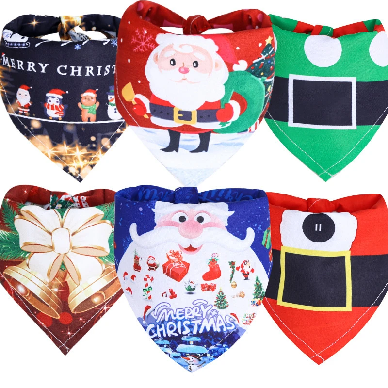 Pet Dog Triangle Bandanas Christmas Accessories For Small Large Breeds Dogs Clothes Decorate Puppy Scarf Collar Neckerchief Ties