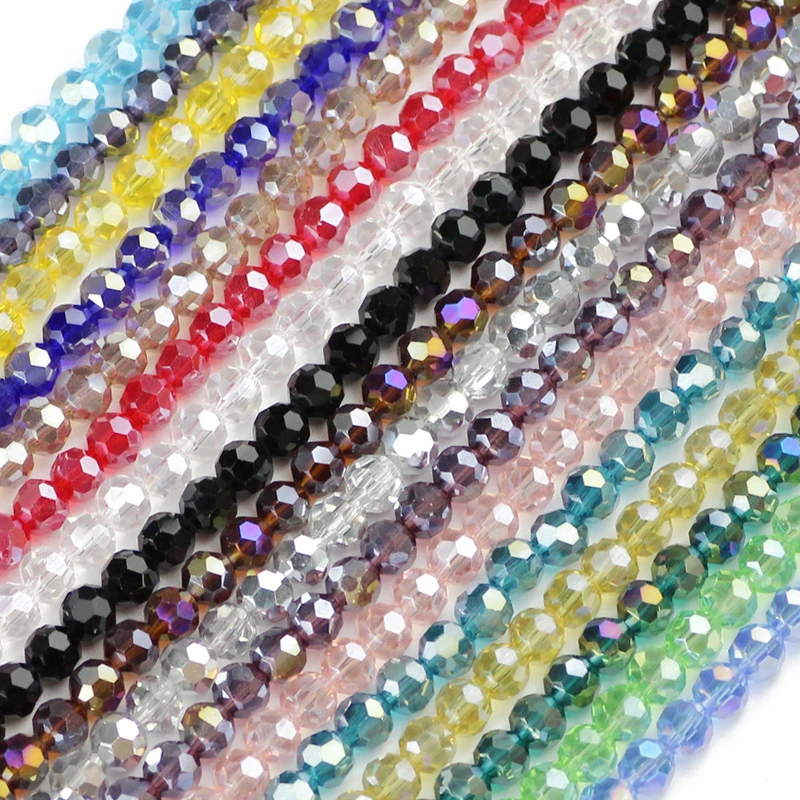 JHNBY Football Faceted Austrian Crystal 50pcs 6mm Round Sphere Glass Ball Loose Beads Handmade For Jewelry Bracelets Making DIY