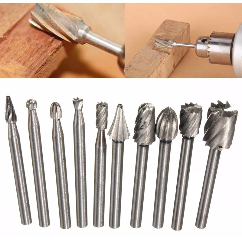6pcs/10pcs Professional Durable HSS High Speed Steel Rotary Cutter Files Grinding Engraving Drilling Bit Hand Tool Set