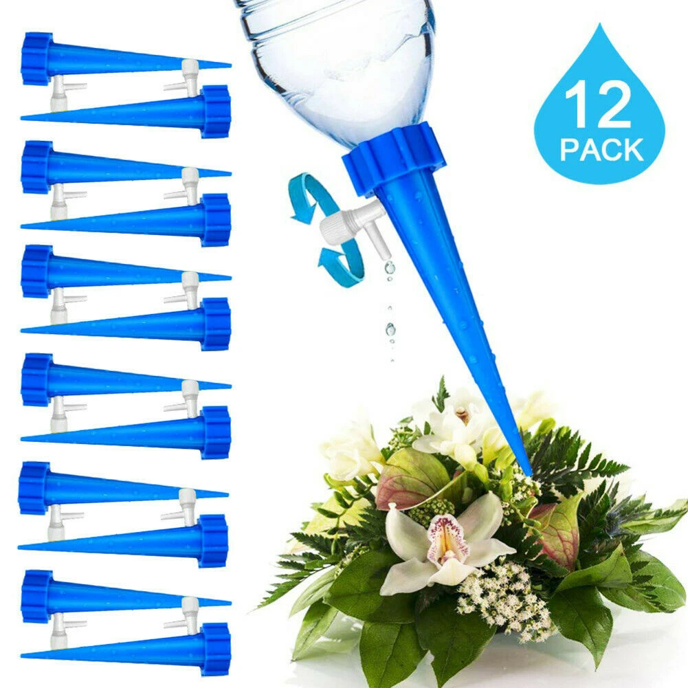 12Pcs Plant Water Funnel Flower Drip Spikes Automatically Watering Tools Plants Flower Indoor Garden Household Waterers Bottle