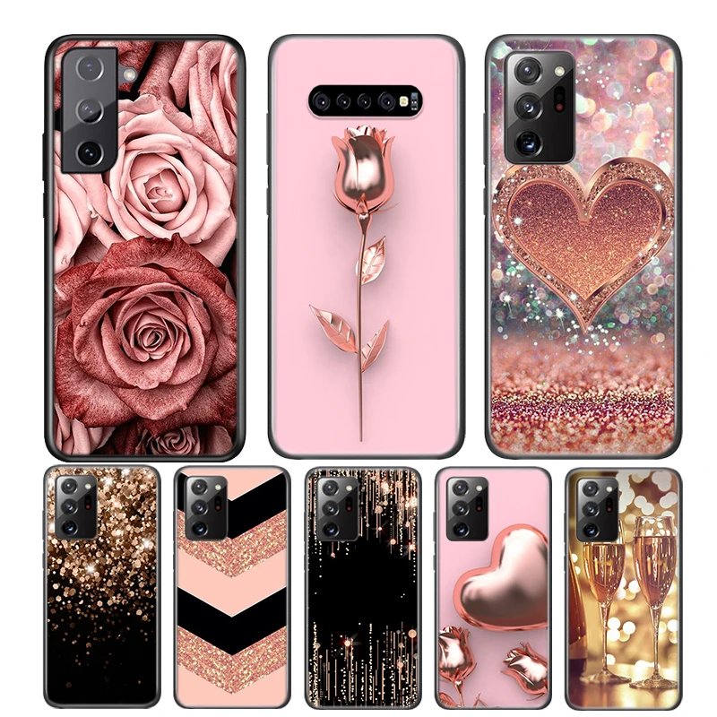 Love Rose Gold Style For Samsung Galaxy S21 S20 FE Ultra S10 S10E Lite 5G S9 S8 S7 S6 Edge Plus Phone Case