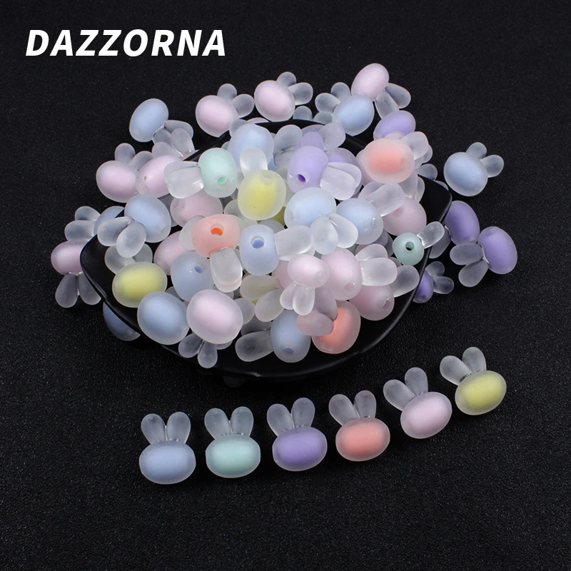 10/20/30/40Pcs/lot 16mm Acrylic Beads Frosted Rabbit Head Loose Beads for Diy Jewelry Making Bracelets Necklace Accessories