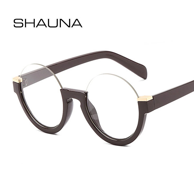 SHAUNA Retro Half Frame Round Gradient Sunglasses Fashion Glasses Frames