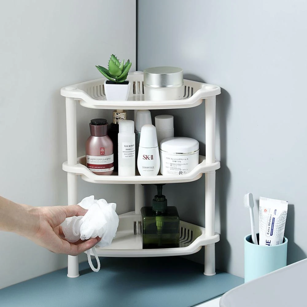 3 Layer Bathroom Shelf Organizer Corner Storage Rack Self Shower Caddy Kitchen Spice Rack Seasoning Bottles Holder Organizer