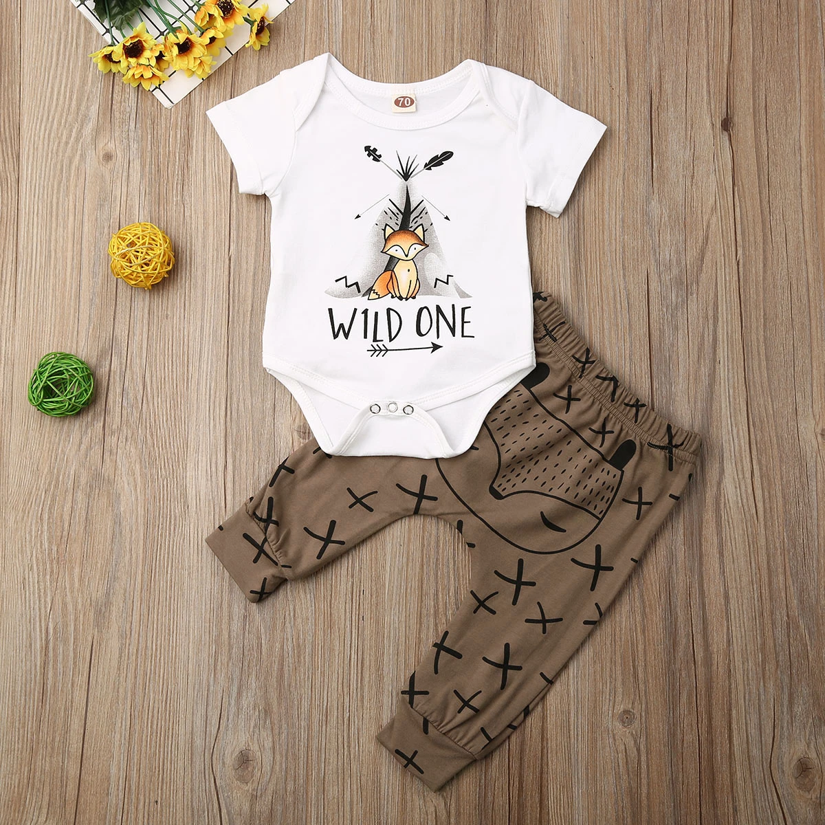 Pudcoco Newborn Baby Boy Girl Clothes Cartoon Animals Print Short Sleeve Romper Tops Long Pants 2Pcs Outfits Cotton Clothes Set