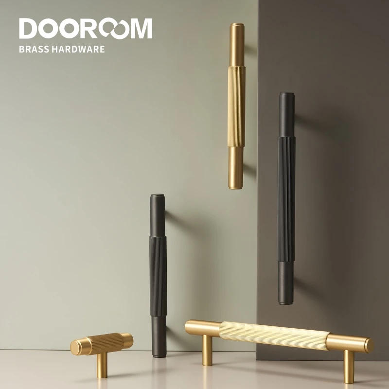 Dooroom Brass Furniture Handles Modern Brass Grey Wardrobe Dresser Cupboard Cabinet Drawer Shoe Box Wine Bar Pulls Knobs