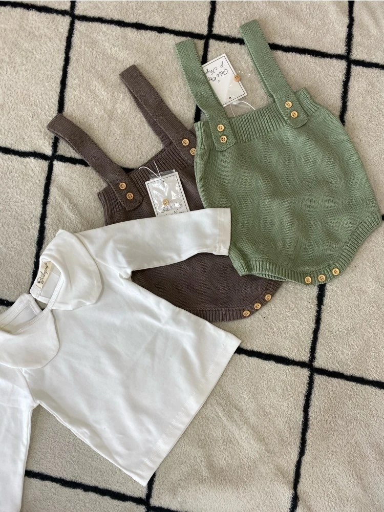 Spring Baby Knitting Rompers Cute Overalls Newborn Baby Boys Clothes  0-24M  Infantil Baby Girl Boy Sleeveless Romper Jumpsuit