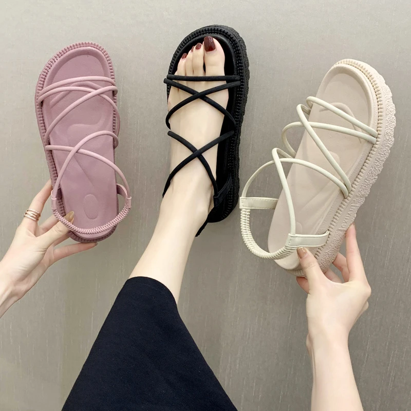 Flat Sandals Women Shoes 2021 Open Toe Non-slip Soft Sandals Female Casual Roman Sandals Women's Platform Beach Shoes