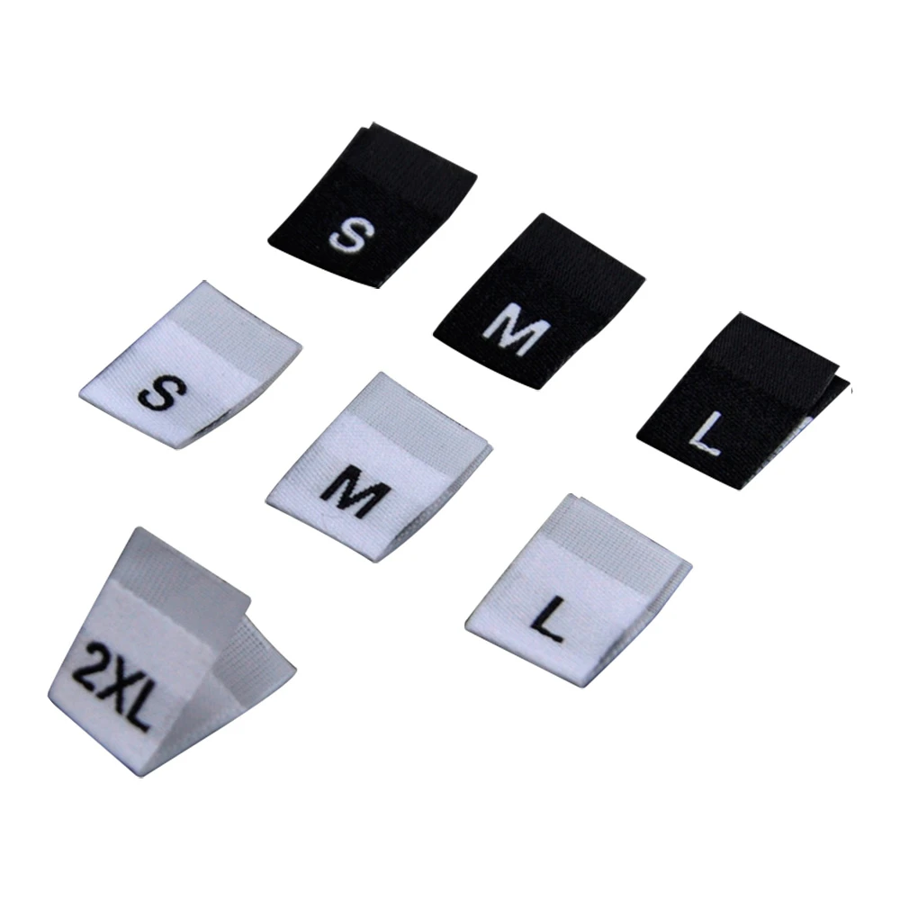 Stock High Density Damask Size Labels For Clothes S M L Xl Xxl Size Tags For Clothing Center Fold Size Label With Soft Edge