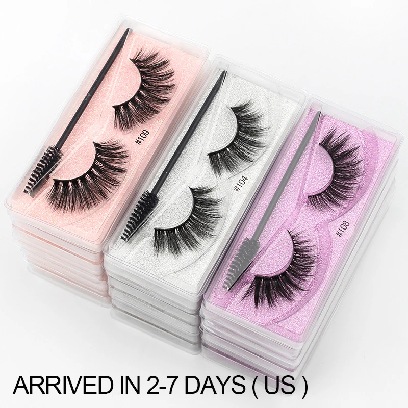 wholesale 3d mink lashes eye faux natural long eyelashes 5/50/100pcs fluffy volume false eyelashes set soft lash packag