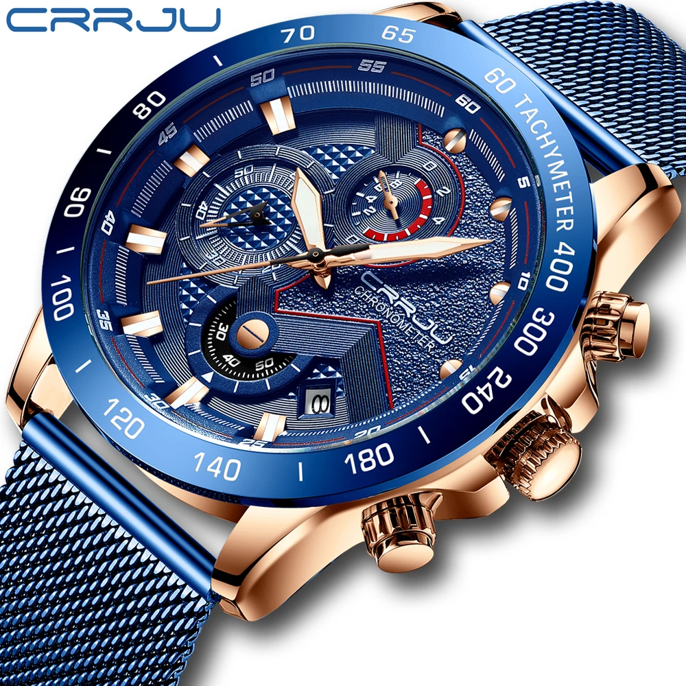 2021 Fashion Mens Watches Top Brand Luxury WristWatch Quartz Clock Blue Watch Men Waterproof Sport Chronograph Relogio Masculino