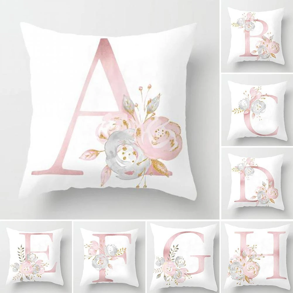 Pillow Cover Decorative Pink Letter Printed Cushion Covers 45*45 Pillowcase Sofa Cushions Polyester cuscini decor pillowcover