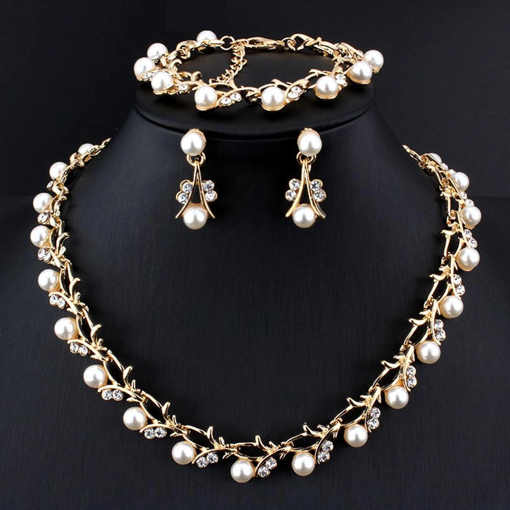Imitation Pearl Wedding Necklace Earring Sets Bridal Jewelry Sets for Women Elegant Party Gift Fashion Jewelry Set бижутерия