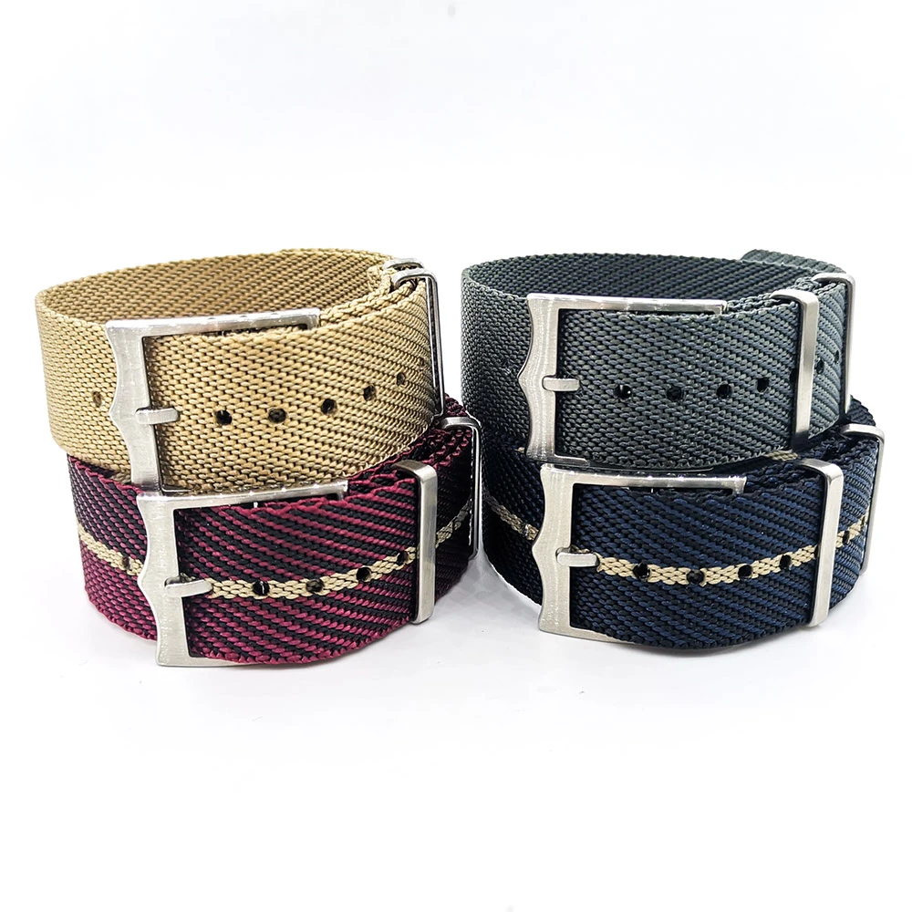 20mm 22mm Nylon Watch Nato Strap French Troops Parachute Bag  Single Pass Watch Bands for Omega/Rolex/Seiko/Tudor Strap Bracelet