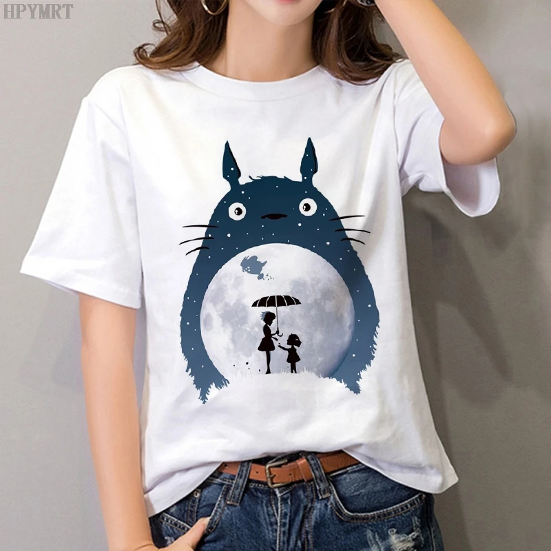 Plus size tops women's T-shirt fashion funny Totoro print T shirt summer Harajuku Streetwear O-Neck Short sleeve Tshirt clothing