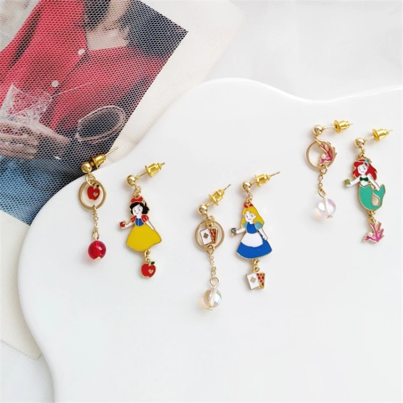Korean Drop Dangle Earrings Kawaii Cute Women Wholesale Cartoon Alice Clock Chains Handmade Fashion Jewelry Gift Holiday