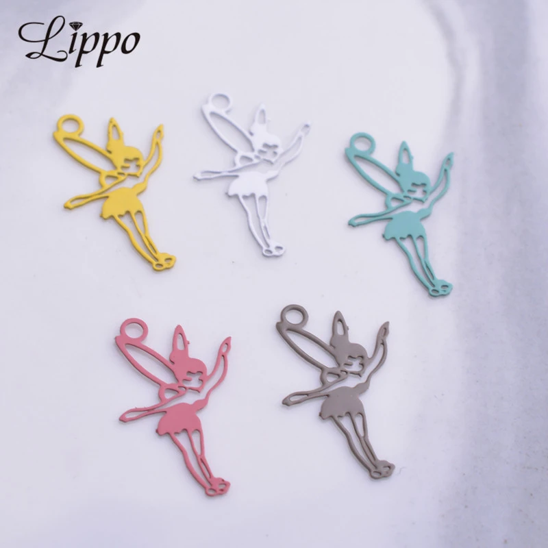100pcs AC972 10*13mm Clearance Sale Colorful Fairy Maiden Charms Brass Small CharmDIY  Jewelry Earring Component