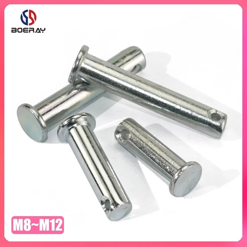 M8 M10 M12 Clevis Pins with Head Carbon Steel with Zinc Plat Shaft Flat Head with Hole Positioning Pins Cylindrical Pin Bolt Pin