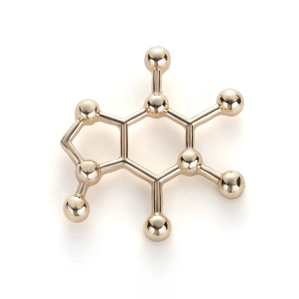 DCARZZ Caffeine Molecule Brooches Medical Jewelry Gold Lapel Pin Code Trendy Jewelry Hijab Pins Gift Women Accessories