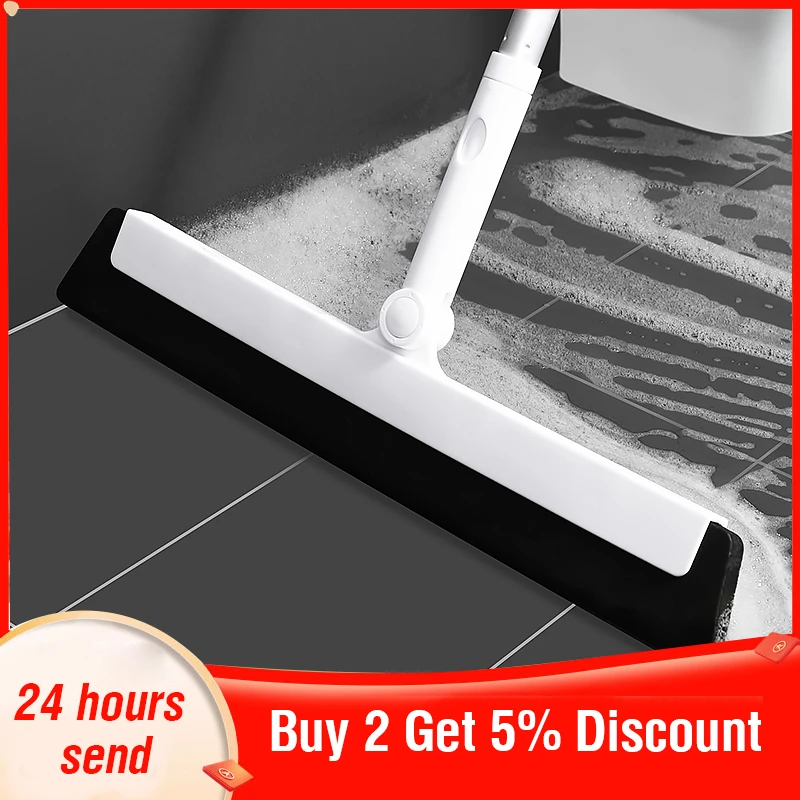 EVA Magic Broom Non-sticky Floor Wiper Telescopic Hand Push Sweeper Squeegee for Floor Cleaning Floor Squeegee Pet Hair Broom