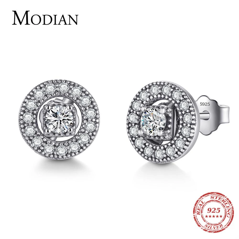 Modian Top Quality Classic 100% Solid 925 Sterling Silver Earrings Fashion Vintage Stud Earring Instagram Jewelry For Women