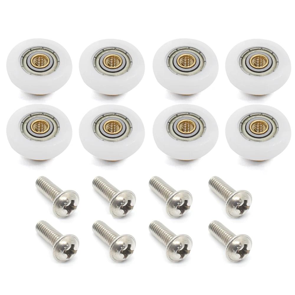 1set /8pcs Shower room pulley bathroom sliding glass door wheels nylon copper roller hanging round