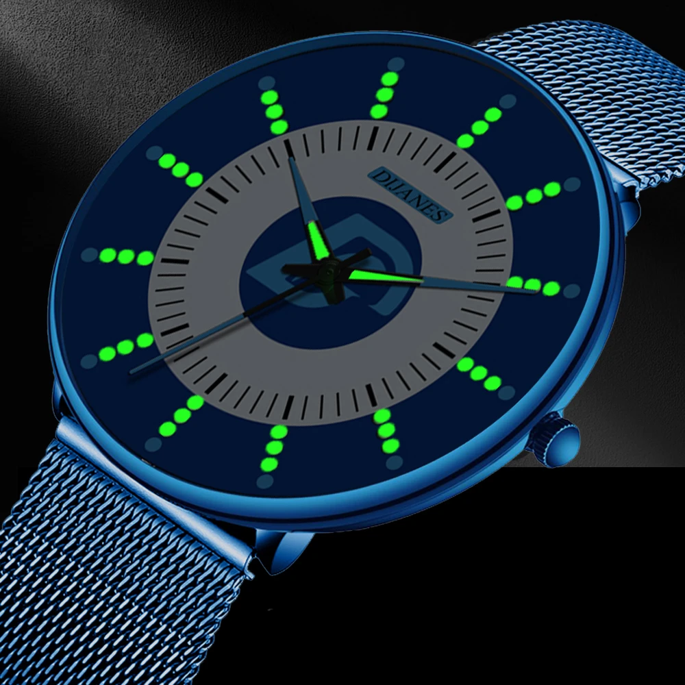 2021 Minimalist Fashion Mens Watch Ultra Thin Business Luminous Classic Stainless Steel Mesh Belt Quartz Watch relogio masculino