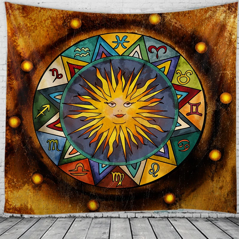 Sun Indian Mandala Tapestry Wall Hanging Boho decor macrame hippie Witchcraft Tapestry