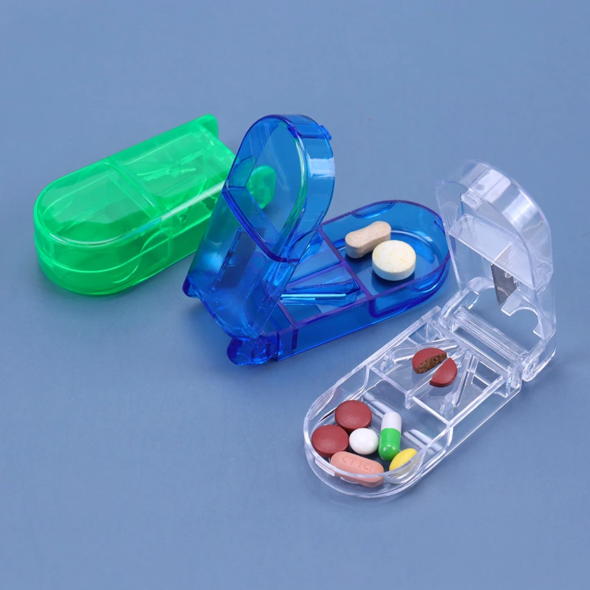 1PC Pill Cutter Box Portable Drug Box Tablet Cutter Splitter Medicine Pill Holder Pill Cutter Box