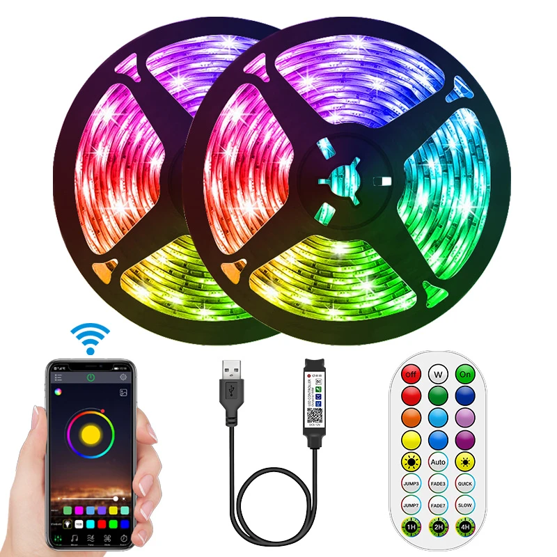 USB Bluetooth LED Strip Lights RGB SMD 5050 DC5V 2835 Flexible Lamp Tape Diode TV Background Lighting luces LED Control