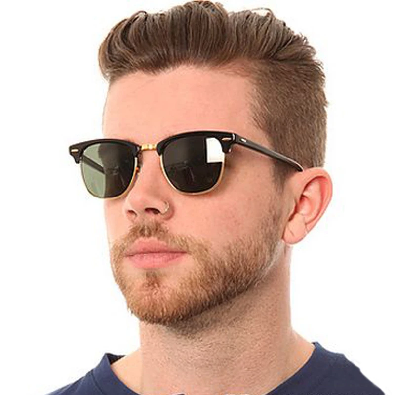 Classic Semi-Rimless Polarized Sunglasses 2021 Men's Women Square Sun glasses Men Oculos De  metal frame sunglasses sunshade