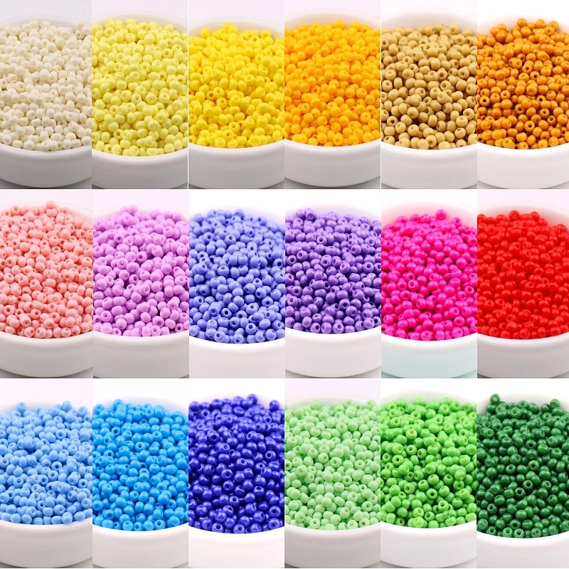 2mm 3mm 4mm Uniform Glass Seedbeads 11/0 8/0 6/0 Wear Resistant Opaque Round Spacer Beads For DIY Jewelry Making Sewing Material