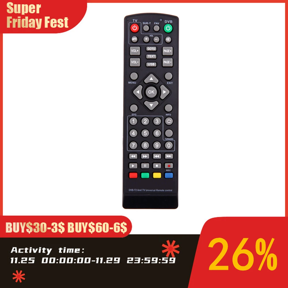 Universal Remote Control Replacement with Setting Function for TV DVB-T2 Remote Control Black Television Remote Controller