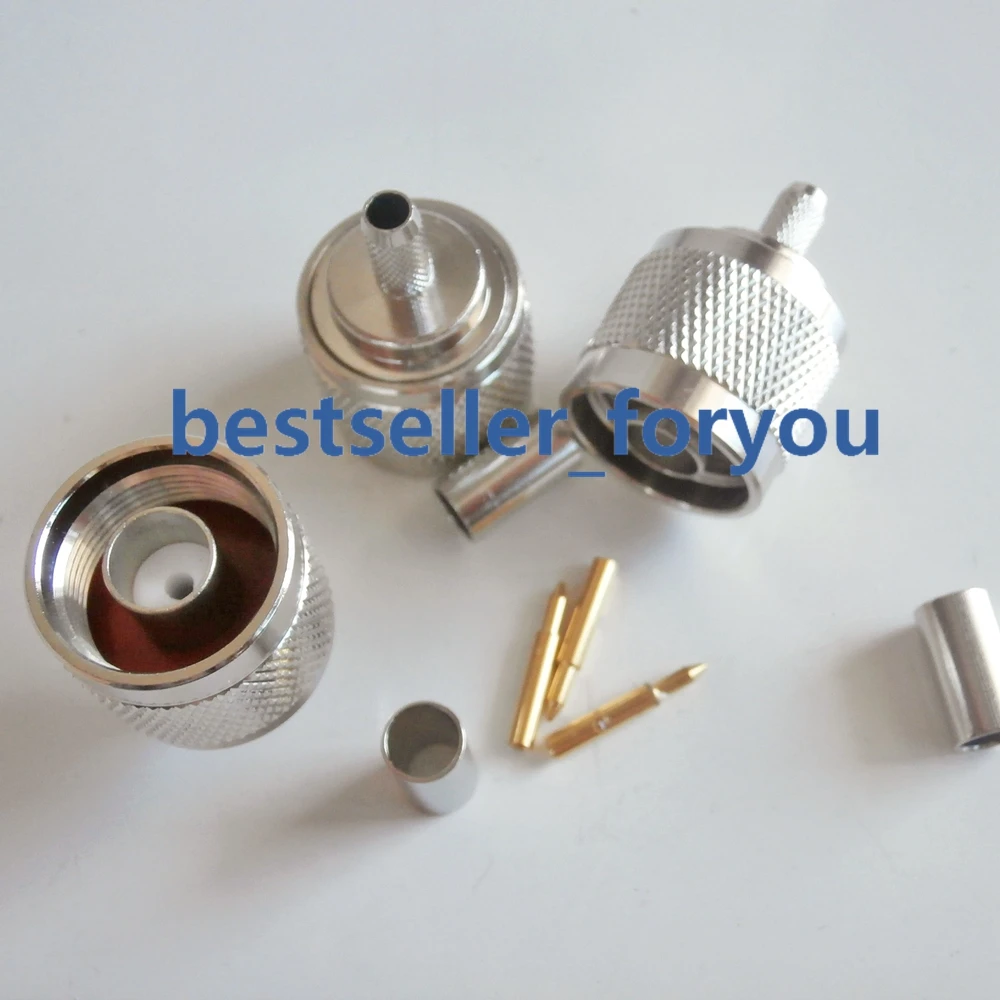 N Type RF Coaxial Connector 50-3 N-Type Male Connector Crimp For RG58 RG142 RG400 LMR195 Cable Free Shipping