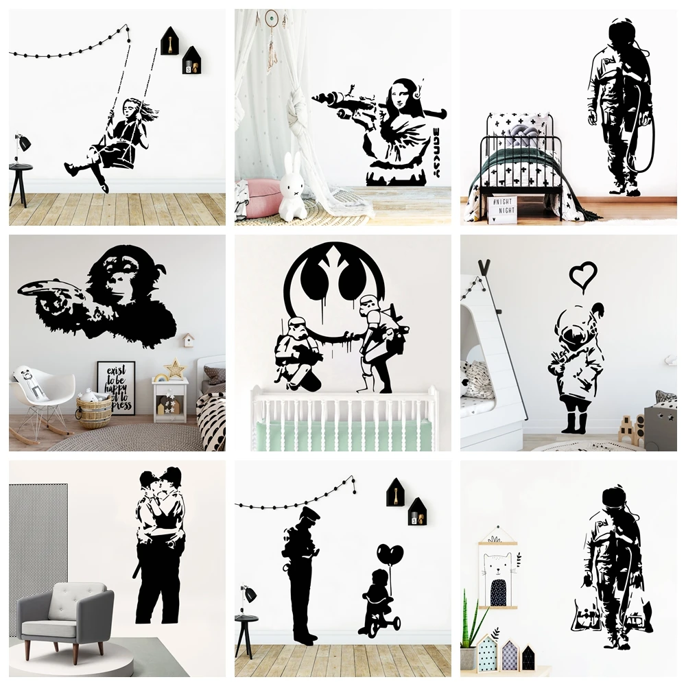 3D Banksy soldiers Removable Art Vinyl Wall Stickers vinyl Stickers Sticker Mural