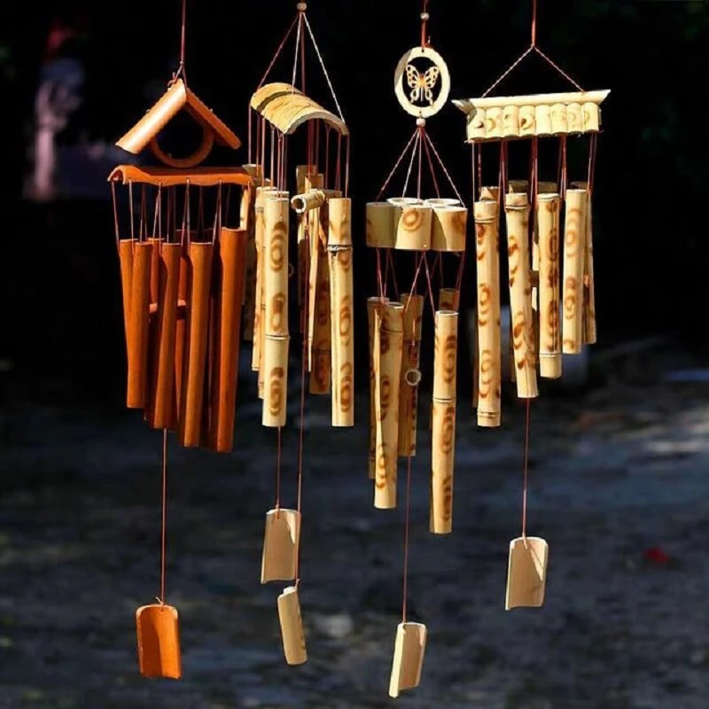 Bamboo Wind Chimes Pendant Balcony Outdoor Yard Garden Home Decor Antique Tubes Bell Handmade Windchime Wall Hanging Crafts Gift