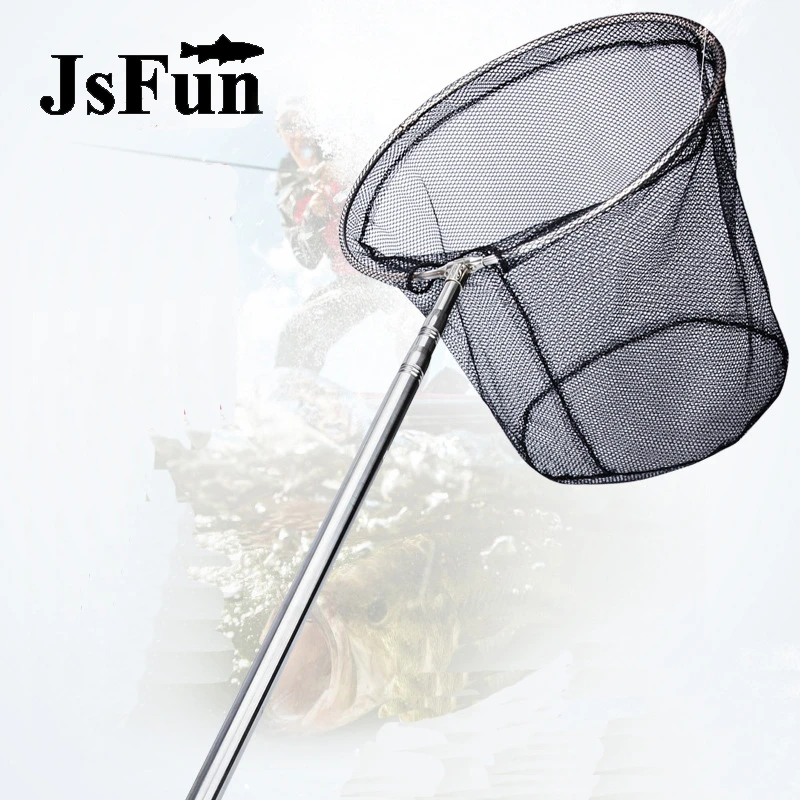 Collapsible Fishing Nets Stainless Steel Fishing Tools Small Mesh Foldable Landing Net Pole Casting Network Trap FO378