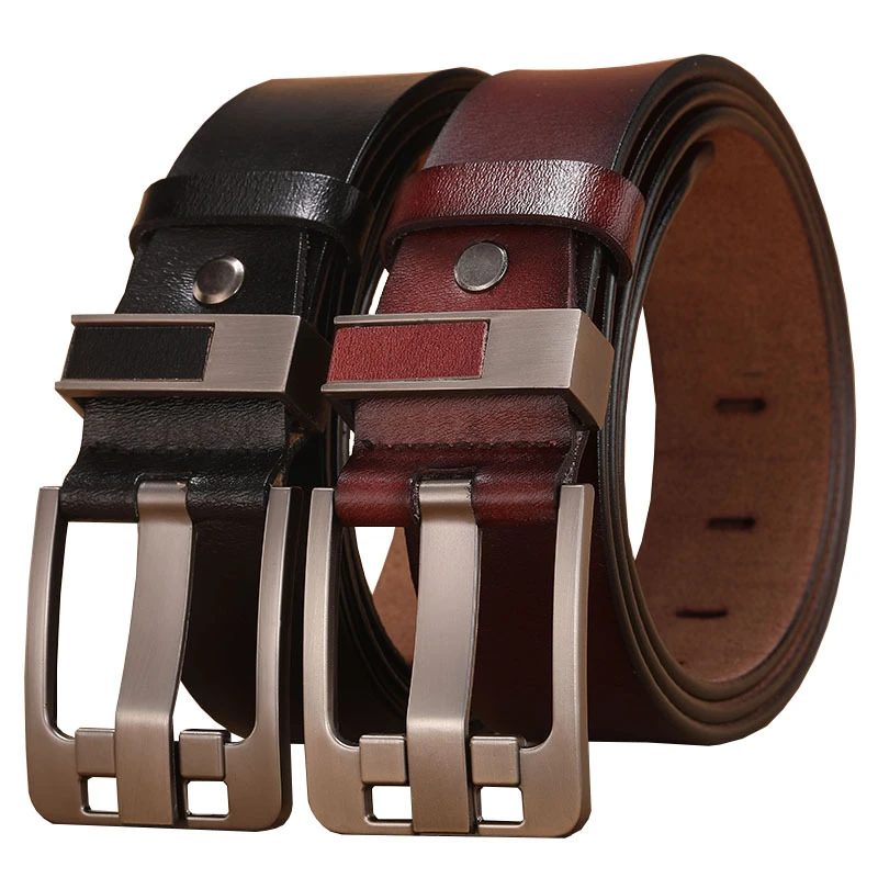 2021 Letter Pin Buckle Cow Genuine Leather Mens Belt for Men Male Vintage Jeans Cowskin Belts 100 110 120 130 140 150cm Belts