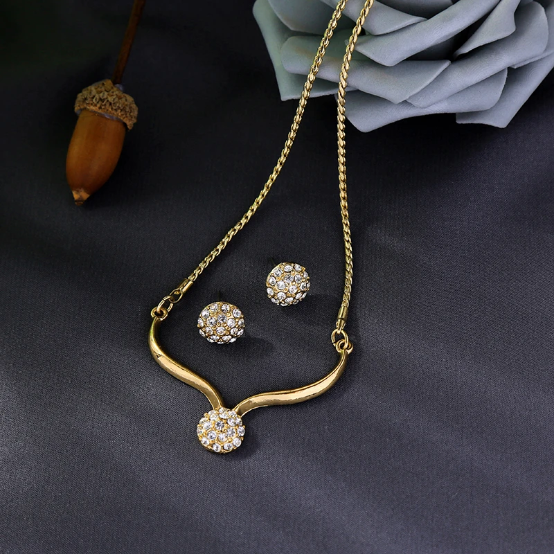 Fashion New Arrival Necklace Earring For Women Handamde Crystal Ball Pendant Necklace Earring Appointment Gift