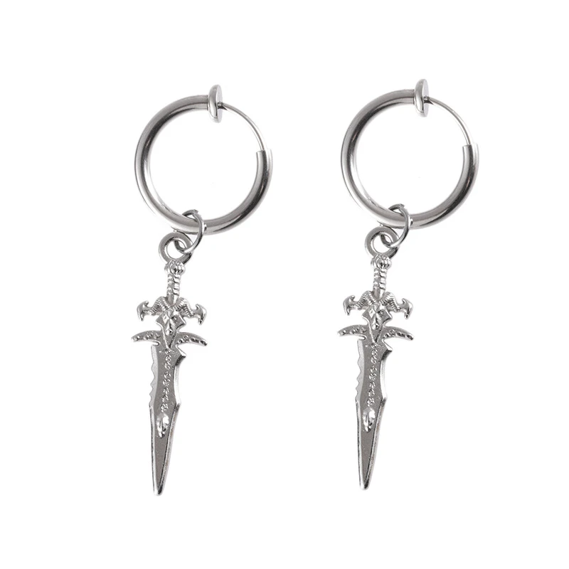 HF JEL Vintage Dagger Drop Earrings for Women Men Silver Color Small Sword Dangle Women Earrings Fashion Jewelry 2019 Xmas Gift